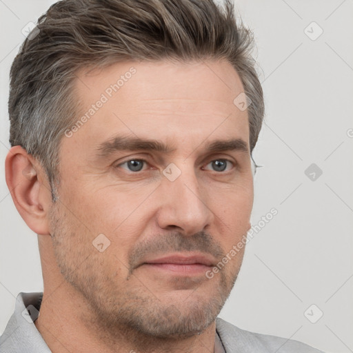 Neutral white adult male with short  brown hair and brown eyes