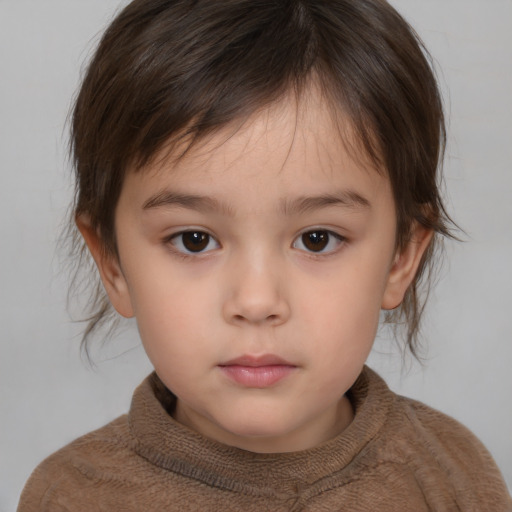 Neutral white child female with medium  brown hair and brown eyes