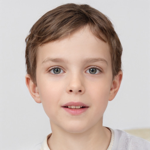 Neutral white child male with short  brown hair and brown eyes