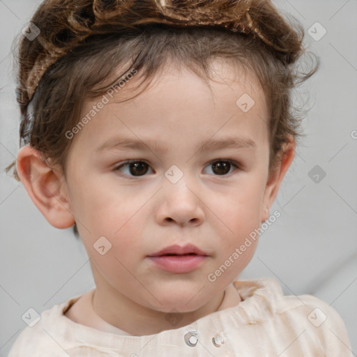 Neutral white child male with medium  brown hair and brown eyes