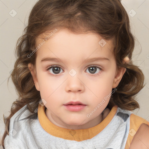 Neutral white child female with medium  brown hair and brown eyes