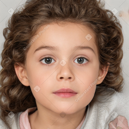 Neutral white child female with medium  brown hair and brown eyes