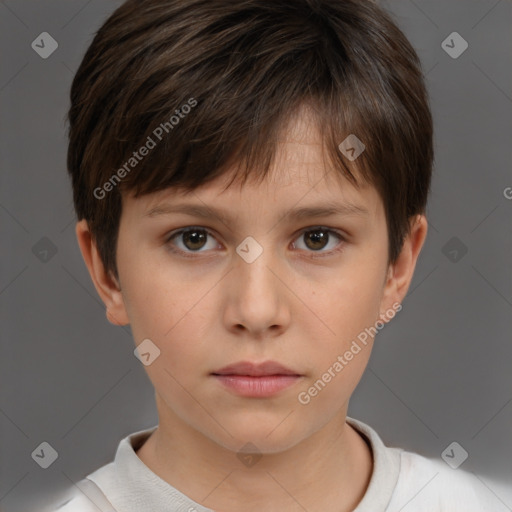 Neutral white young-adult female with short  brown hair and brown eyes