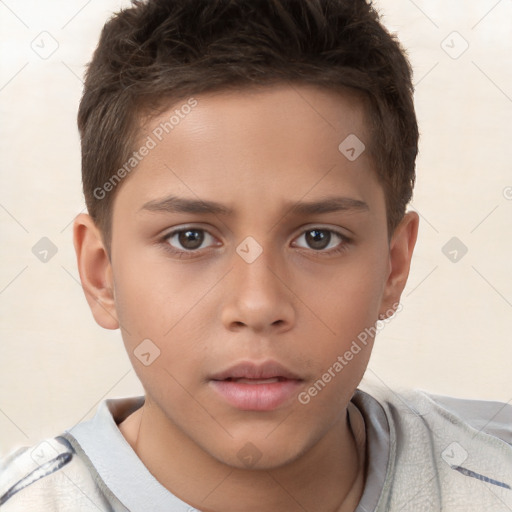 Neutral white child male with short  brown hair and brown eyes