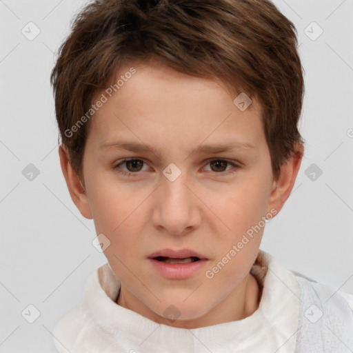 Neutral white child male with short  brown hair and brown eyes