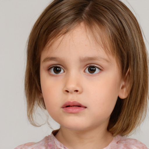 Neutral white child female with medium  brown hair and brown eyes