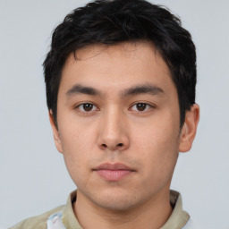 Neutral asian young-adult male with short  brown hair and brown eyes