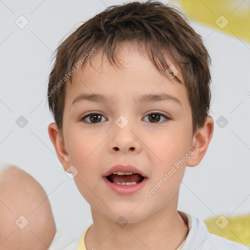 Neutral white child male with short  brown hair and brown eyes