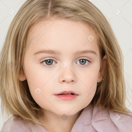 Neutral white child female with medium  brown hair and brown eyes