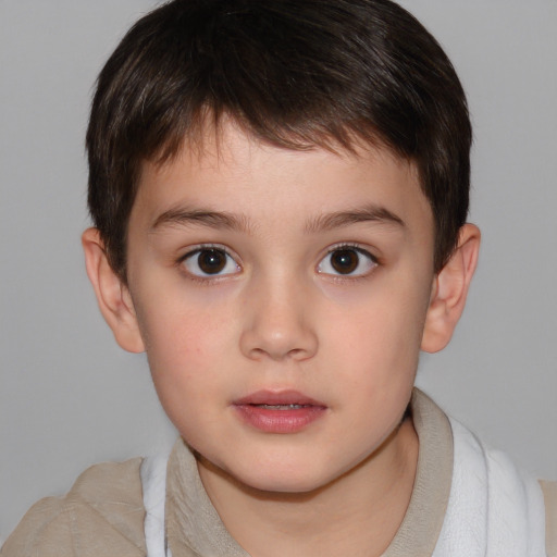 Neutral white child male with short  brown hair and brown eyes