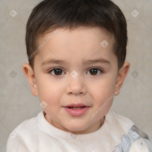 Neutral white child male with short  brown hair and brown eyes