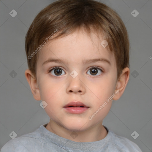 Neutral white child male with short  brown hair and brown eyes