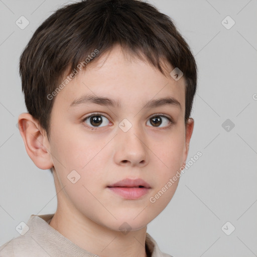 Neutral white child male with short  brown hair and brown eyes