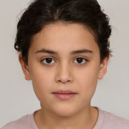 Neutral white child female with short  brown hair and brown eyes