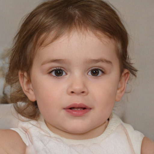 Neutral white child female with medium  brown hair and brown eyes