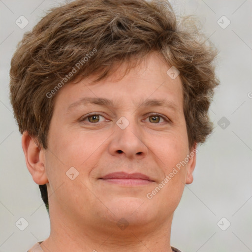 Neutral white adult male with short  brown hair and brown eyes