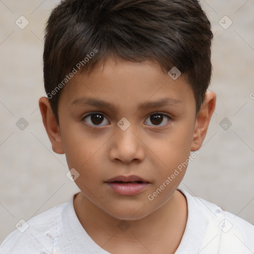 Neutral white child male with short  brown hair and brown eyes