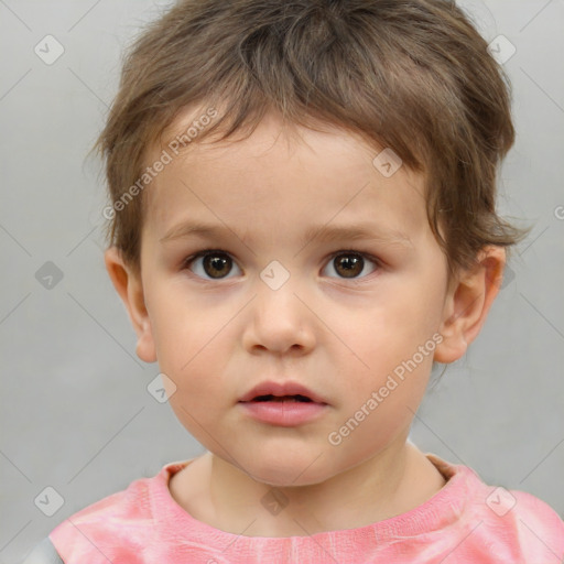 Neutral white child male with short  brown hair and brown eyes