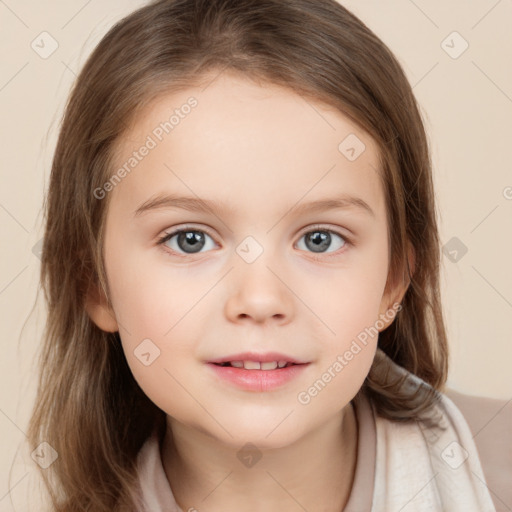 Neutral white child female with medium  brown hair and brown eyes