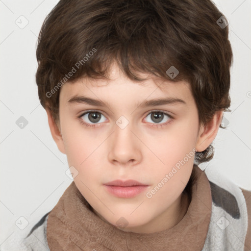 Neutral white child male with short  brown hair and brown eyes