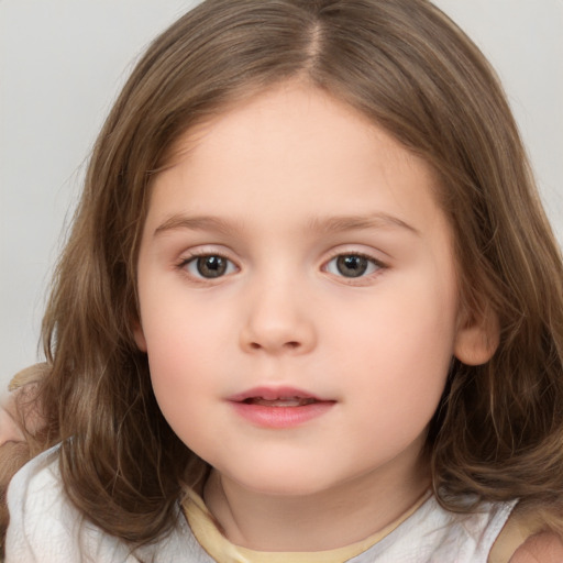 Neutral white child female with medium  brown hair and brown eyes