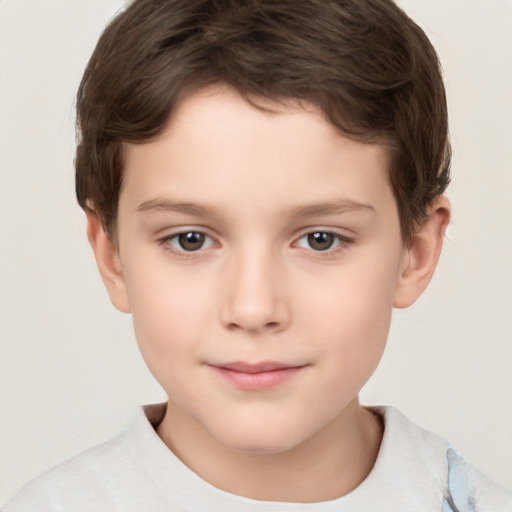 Neutral white child male with short  brown hair and brown eyes