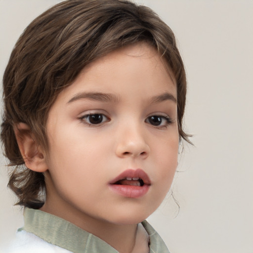 Neutral white child female with medium  brown hair and brown eyes