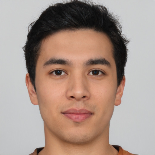 Neutral asian young-adult male with short  brown hair and brown eyes