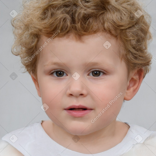 Neutral white child male with short  brown hair and brown eyes