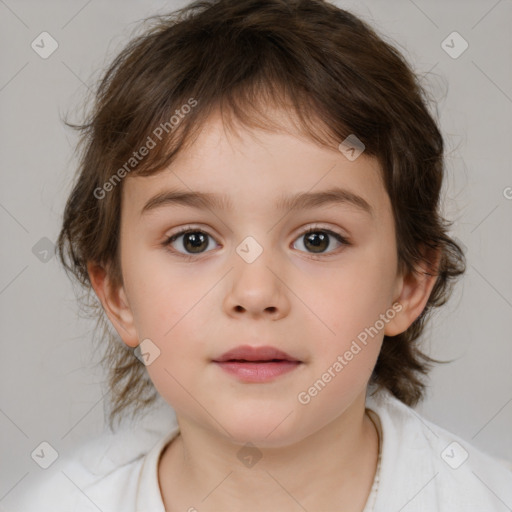 Neutral white child female with medium  brown hair and brown eyes