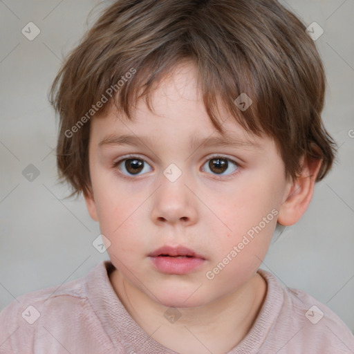 Neutral white child male with short  brown hair and brown eyes