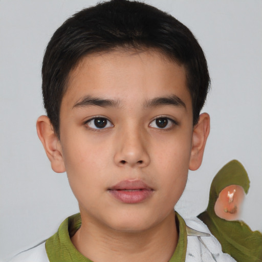 Neutral white child male with short  brown hair and brown eyes