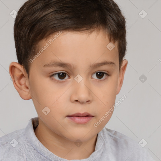 Neutral white child male with short  brown hair and brown eyes