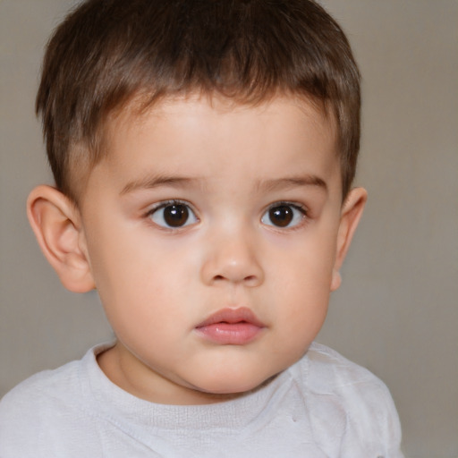 Neutral white child male with short  brown hair and brown eyes