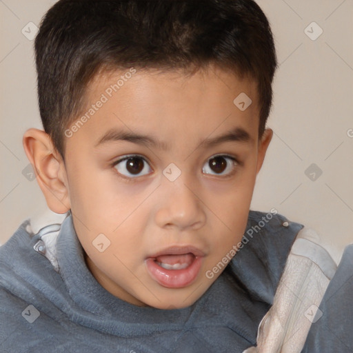 Neutral white child male with short  brown hair and brown eyes