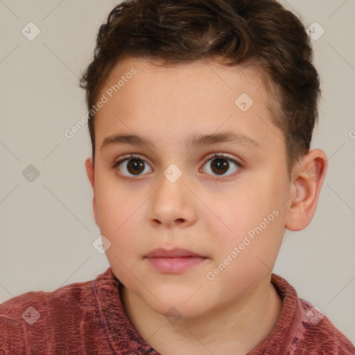 Neutral white child male with short  brown hair and brown eyes