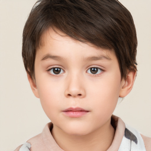 Neutral white child male with short  brown hair and brown eyes