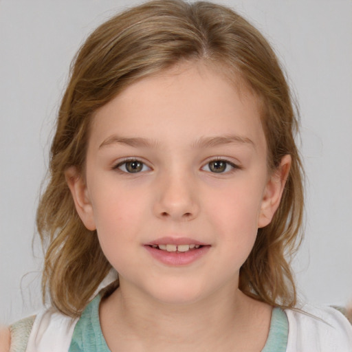 Neutral white child female with medium  brown hair and brown eyes