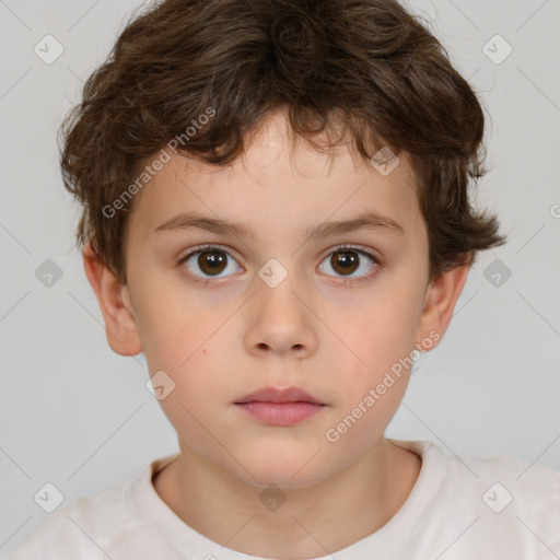 Neutral white child male with short  brown hair and brown eyes