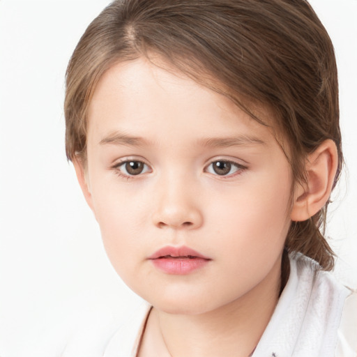 Neutral white child female with medium  brown hair and brown eyes