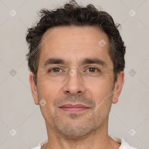 Neutral white adult male with short  brown hair and brown eyes