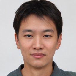 Neutral asian young-adult male with short  brown hair and brown eyes