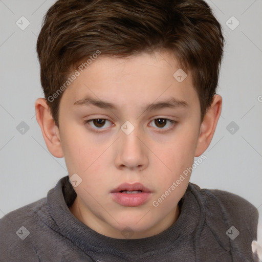 Neutral white child male with short  brown hair and brown eyes