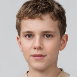 Neutral white child male with short  brown hair and brown eyes