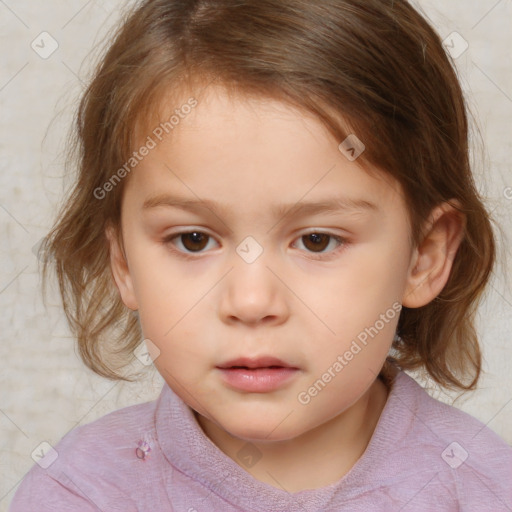 Neutral white child female with medium  brown hair and brown eyes