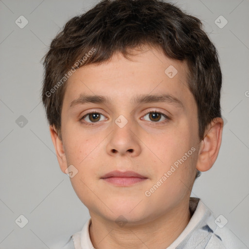 Neutral white child male with short  brown hair and brown eyes