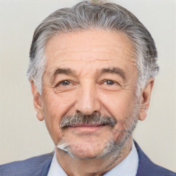 Neutral white middle-aged male with short  gray hair and brown eyes