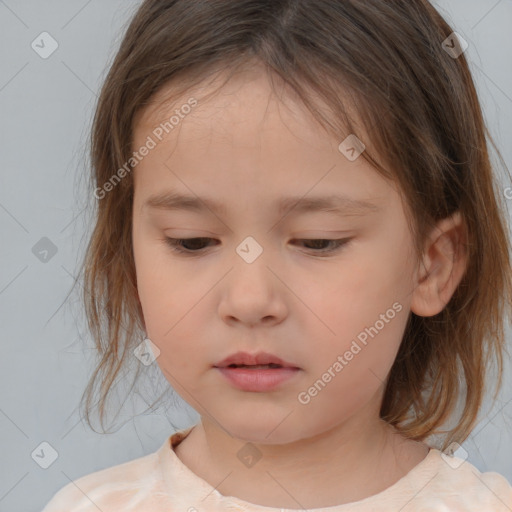 Neutral white child female with medium  brown hair and brown eyes