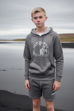 Icelandic teenager boy with  gray hair