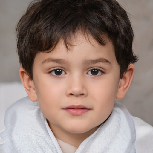 Neutral white child male with short  brown hair and brown eyes